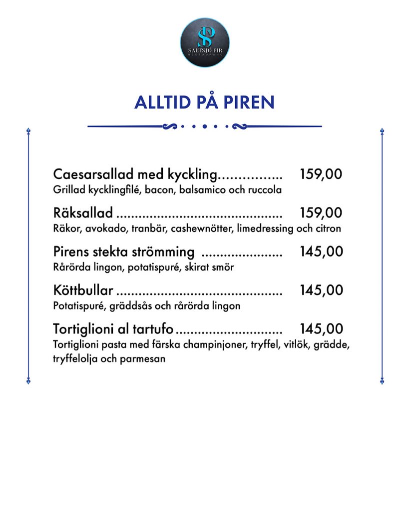Meny - Alltid på Pitren